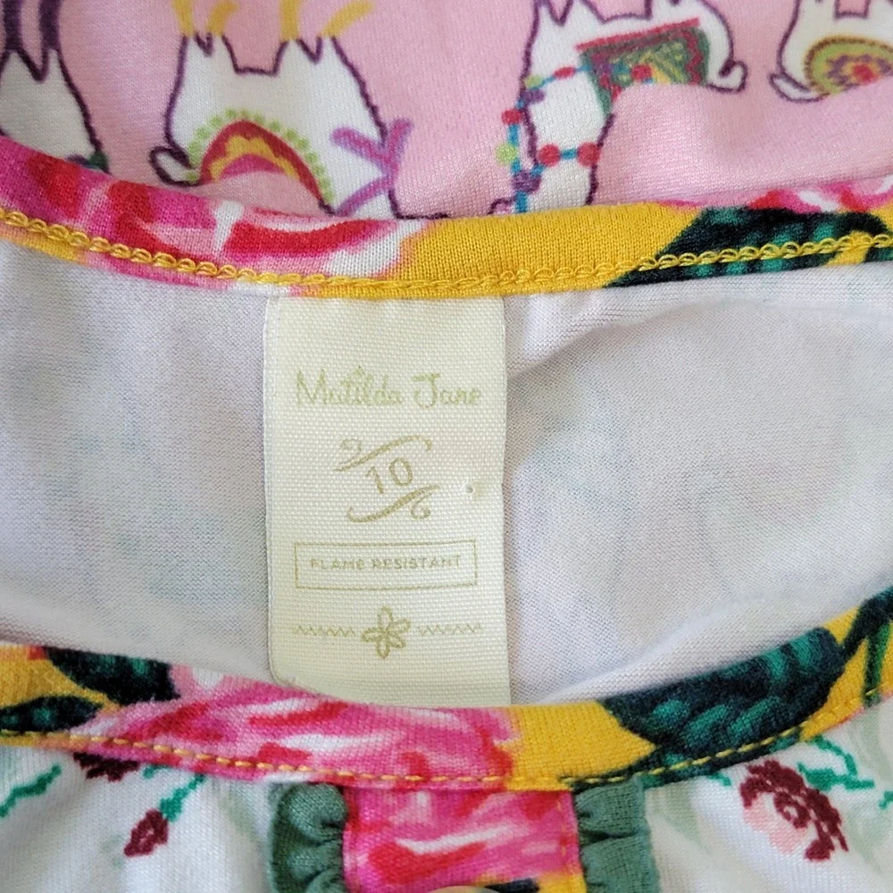 Matilda Jane Llama Floral Long Sleeve Henley‎ Shirt Kids Girls Size 10
